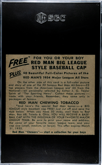 1954 Redman Tobacco #NL-19 Enos Slaughter (Without Tab) SGC A SN 3289973