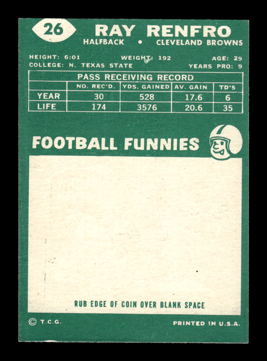 1960 Topps #26 Ray Renfro Cleveland Browns VGEX HOF10010913
