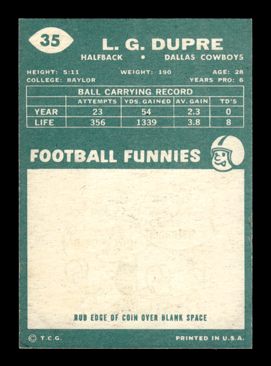 1960 Topps #35 L.G. Dupre Dallas Cowboys VGEX HOF10010919
