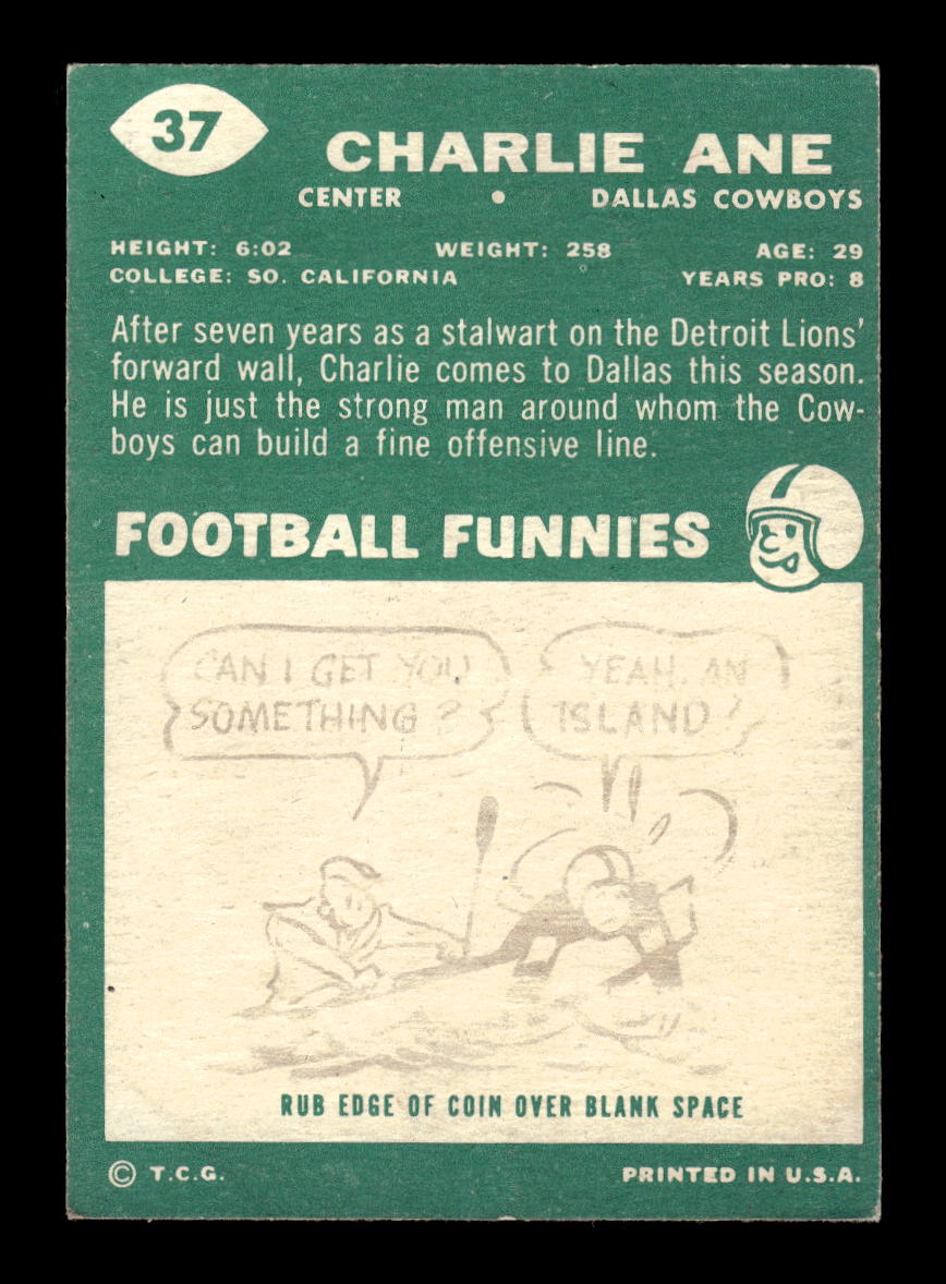 1960 Topps #37 Charlie Ane Dallas Cowboys G/VG HOF10010923