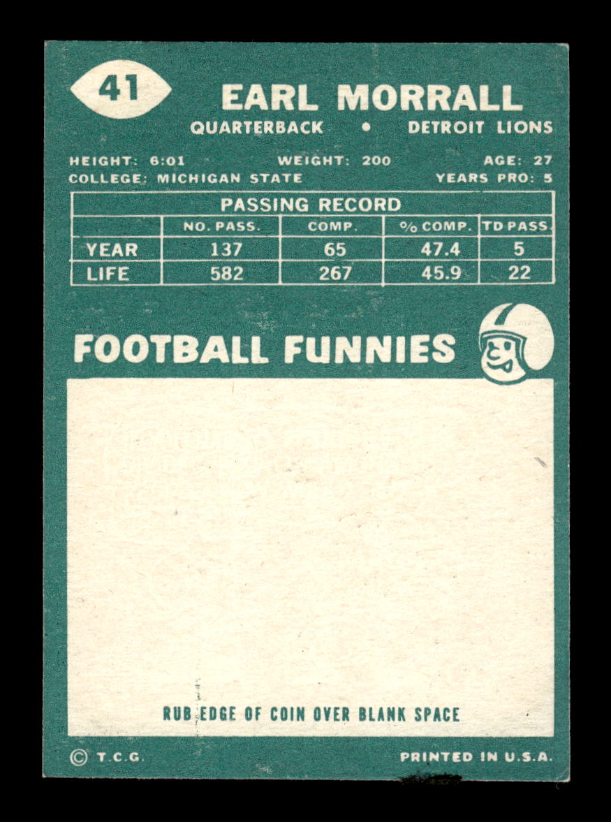 1960 Topps #41 Earl Morrall Detroit Lions VGEX HOF10010927