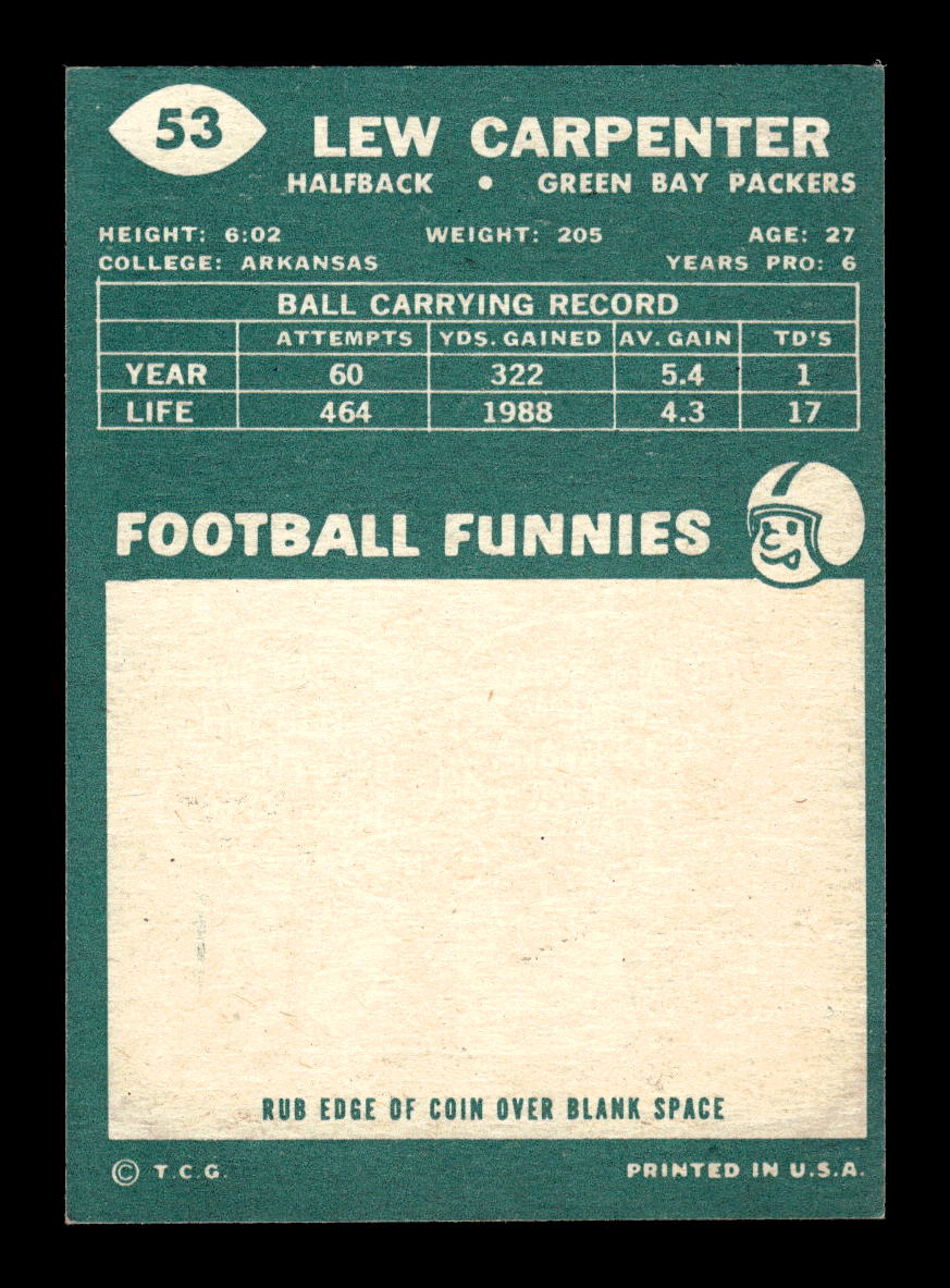 1960 Topps #53 Lew Carpenter Green Bay Packers VGEX HOF10010932