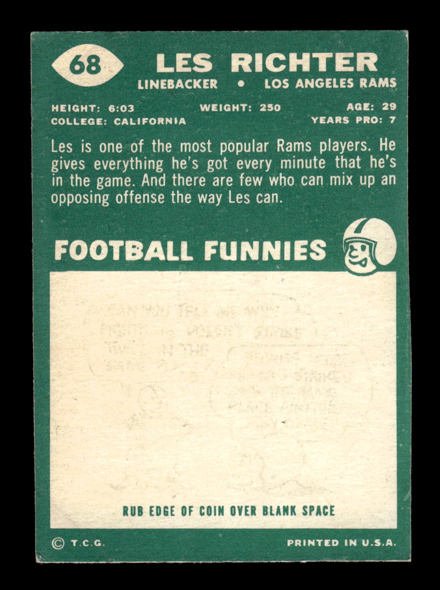 1960 Topps #68 Les Richter Los Angeles Rams VGEX HOF10010934