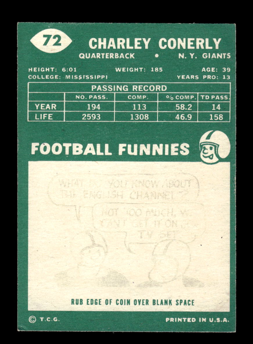 1960 Topps #72 Charley Conerly New York Giants VGEX HOF10010936