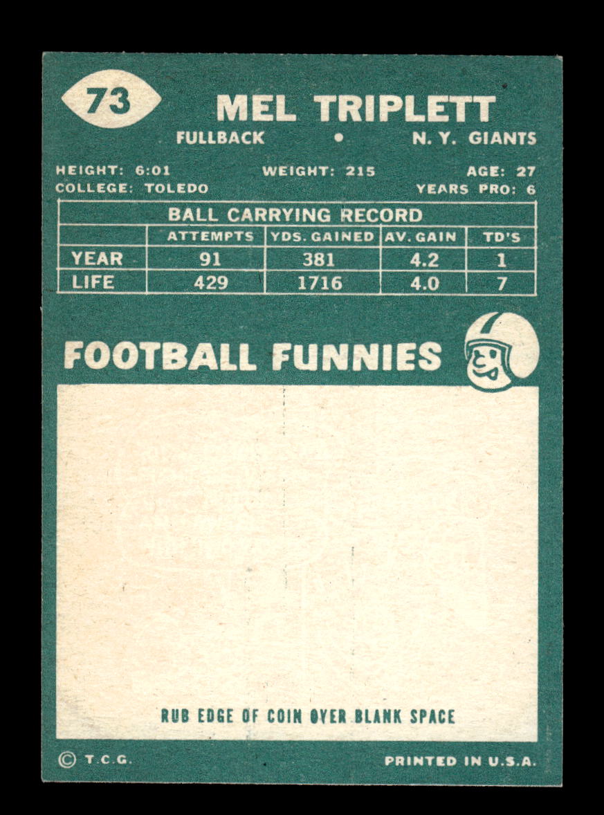 1960 Topps #73 Mel Triplett New York Giants VGEX HOF10010937