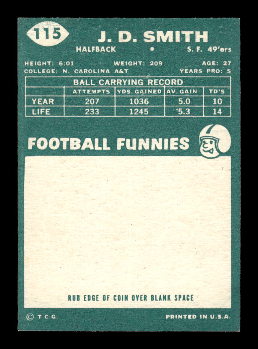 1960 Topps #115 J.D. Smith San Francisco 49ers VGEX HOF10010956