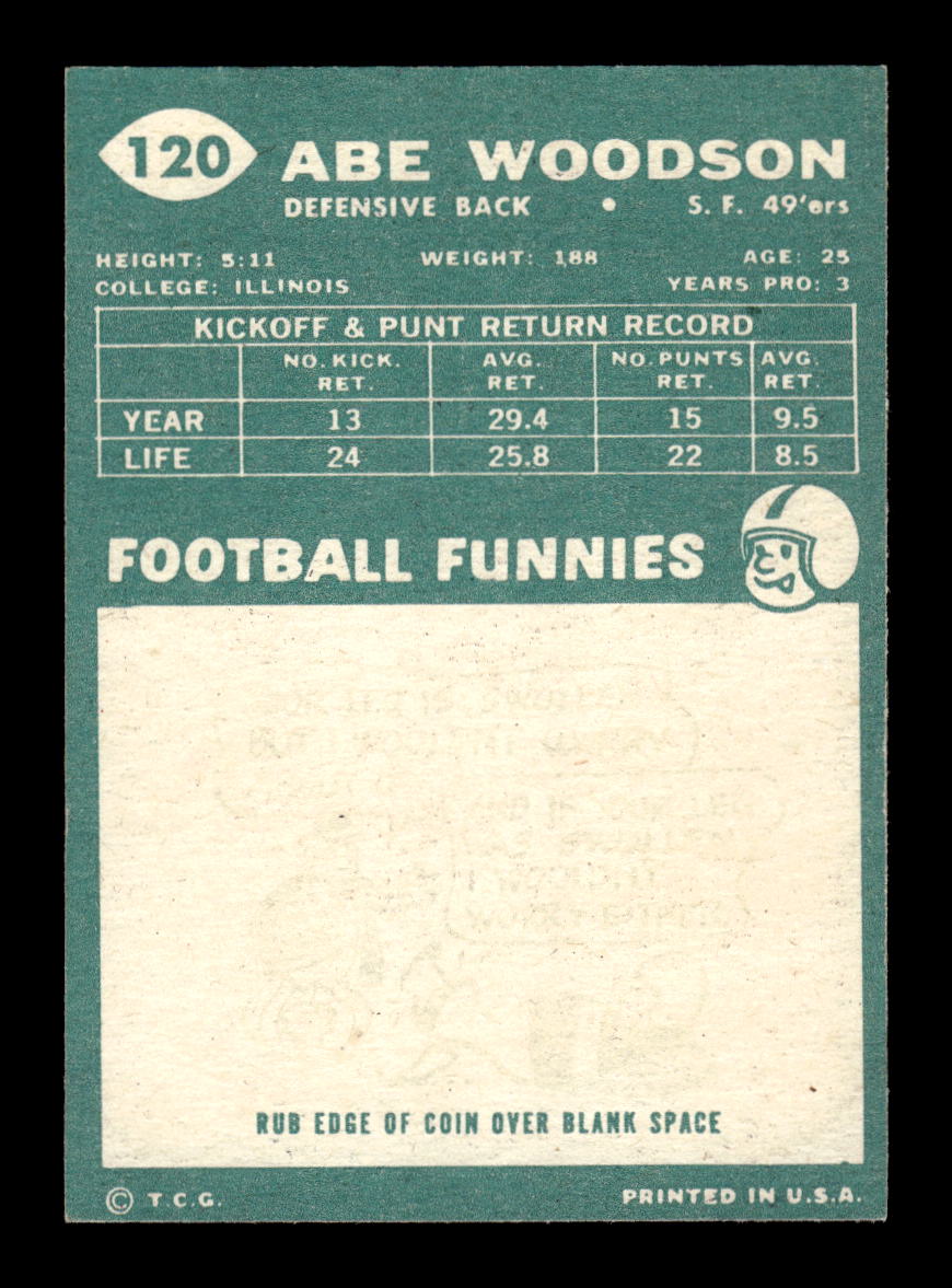 1960 Topps #120 Abe Woodson San Francisco 49ers VGEX HOF10010959