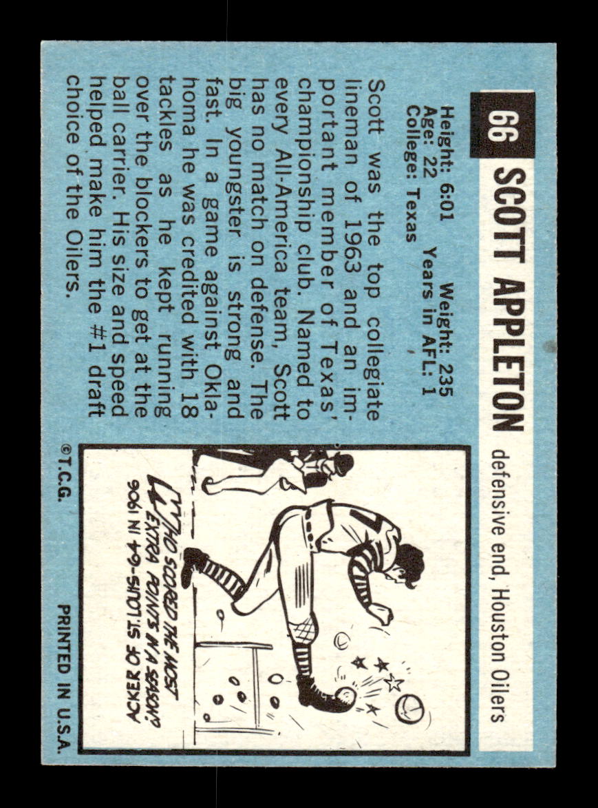 1964 Topps #66 Scott Appleton Houston Oilers EX HOF10010998