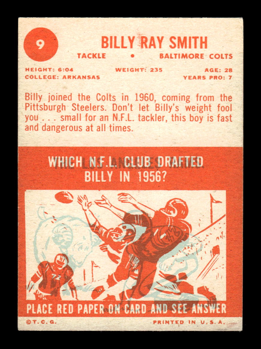 1963 Topps #9 Billy Ray Smith Baltimore Colts EX HOF10011013