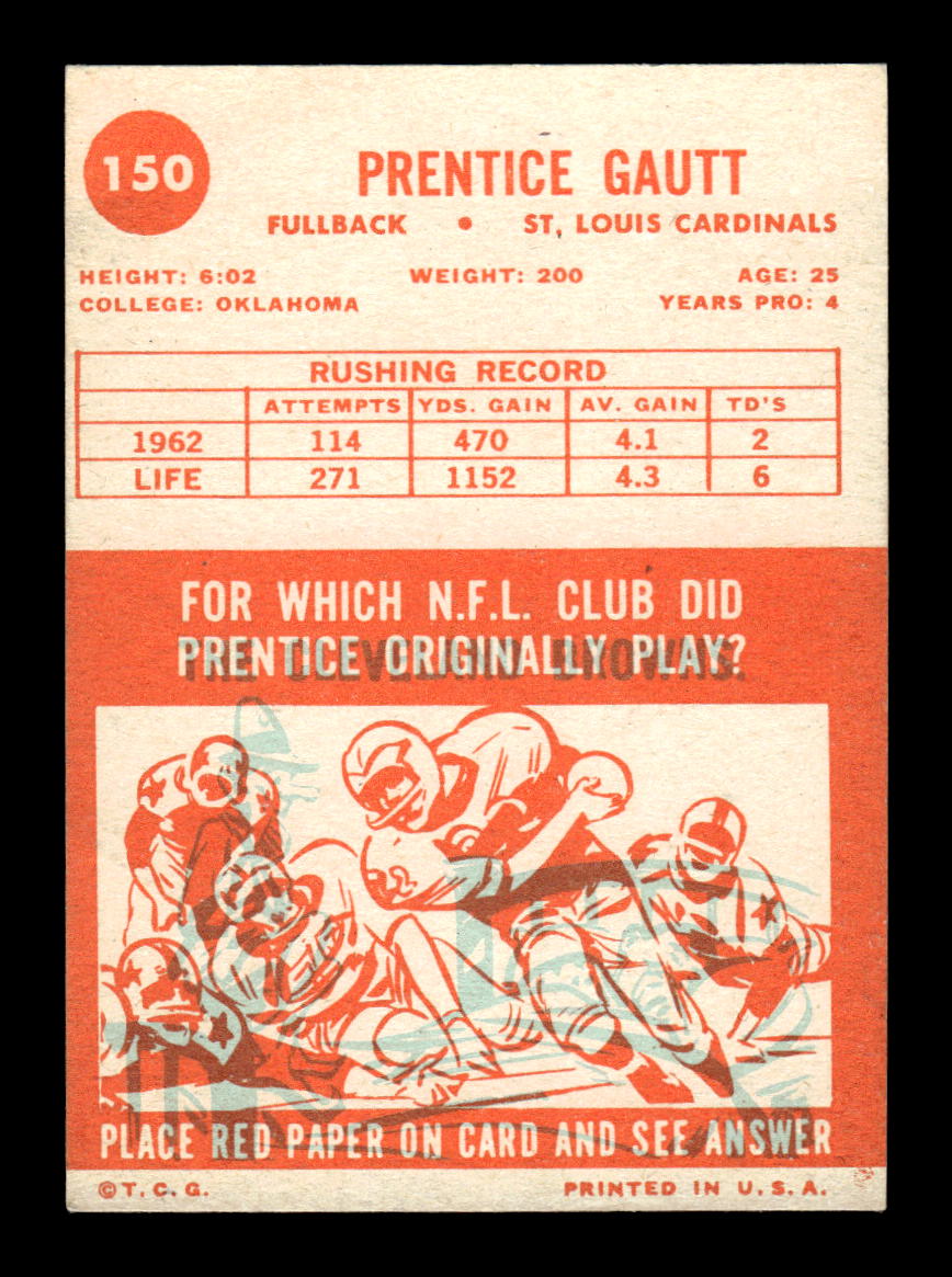 1963 Topps #150 Prentice Gautt St. Louis Cardinals EX HOF10011048