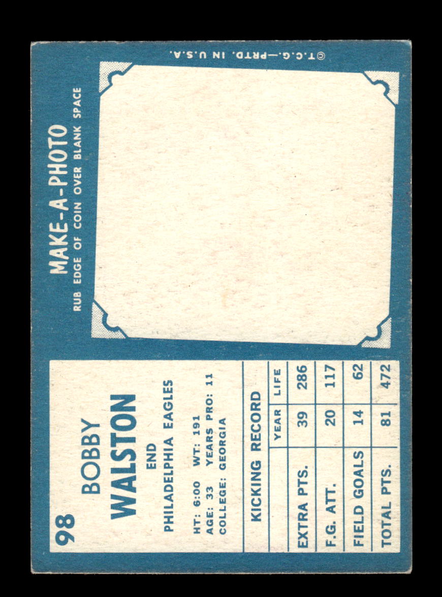 1961 Topps #98 Bobby Walston Philadelphia Eagles EX HOF10011076