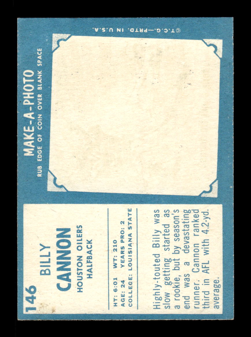 1961 Topps #146 Billy Cannon Houston Oilers VG HOF10011095