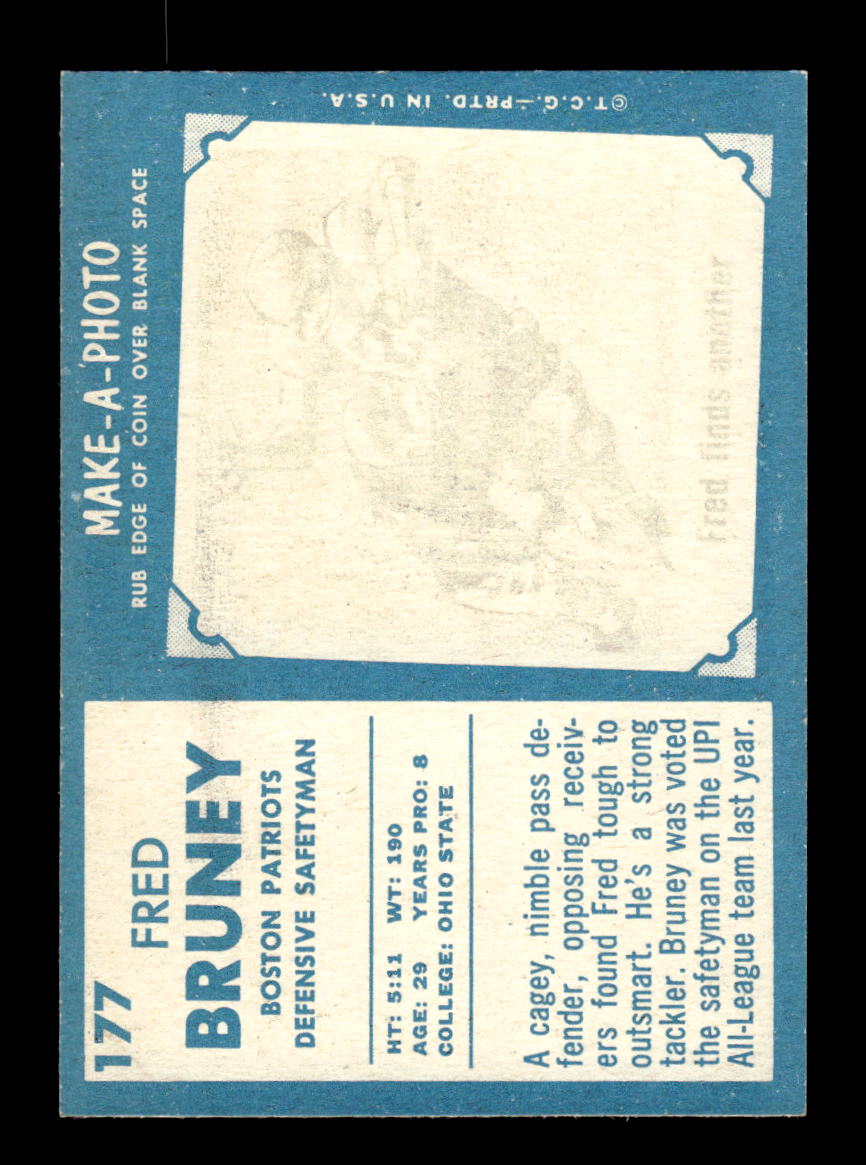 1961 Topps #177 Fred Bruney Boston Patriots VGEX HOF10011124