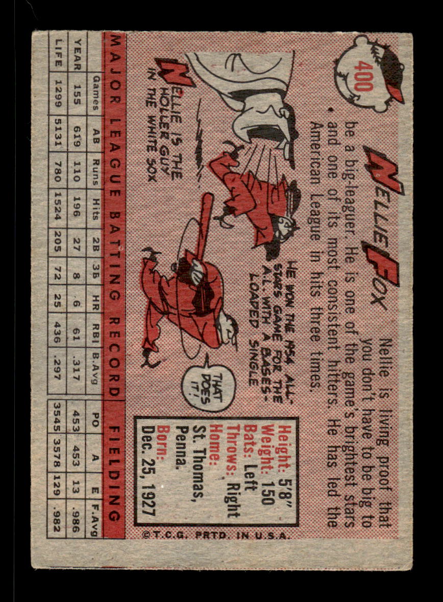 1958 Topps #400 Nellie Fox Chicago White Sox VG HOF10011153