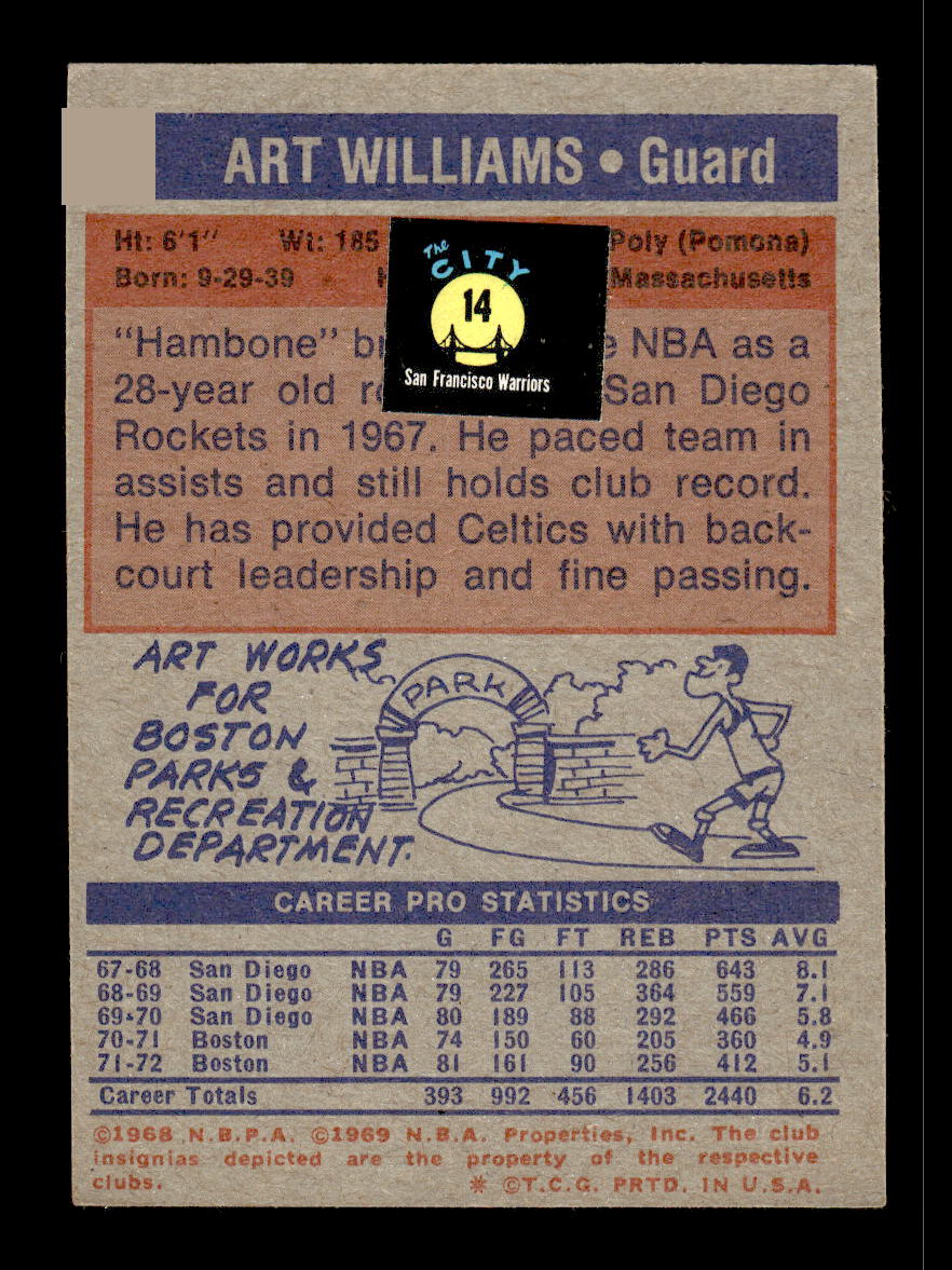 1972-73 Topps #19 Art Williams Boston Celtics Poor HOF10011356