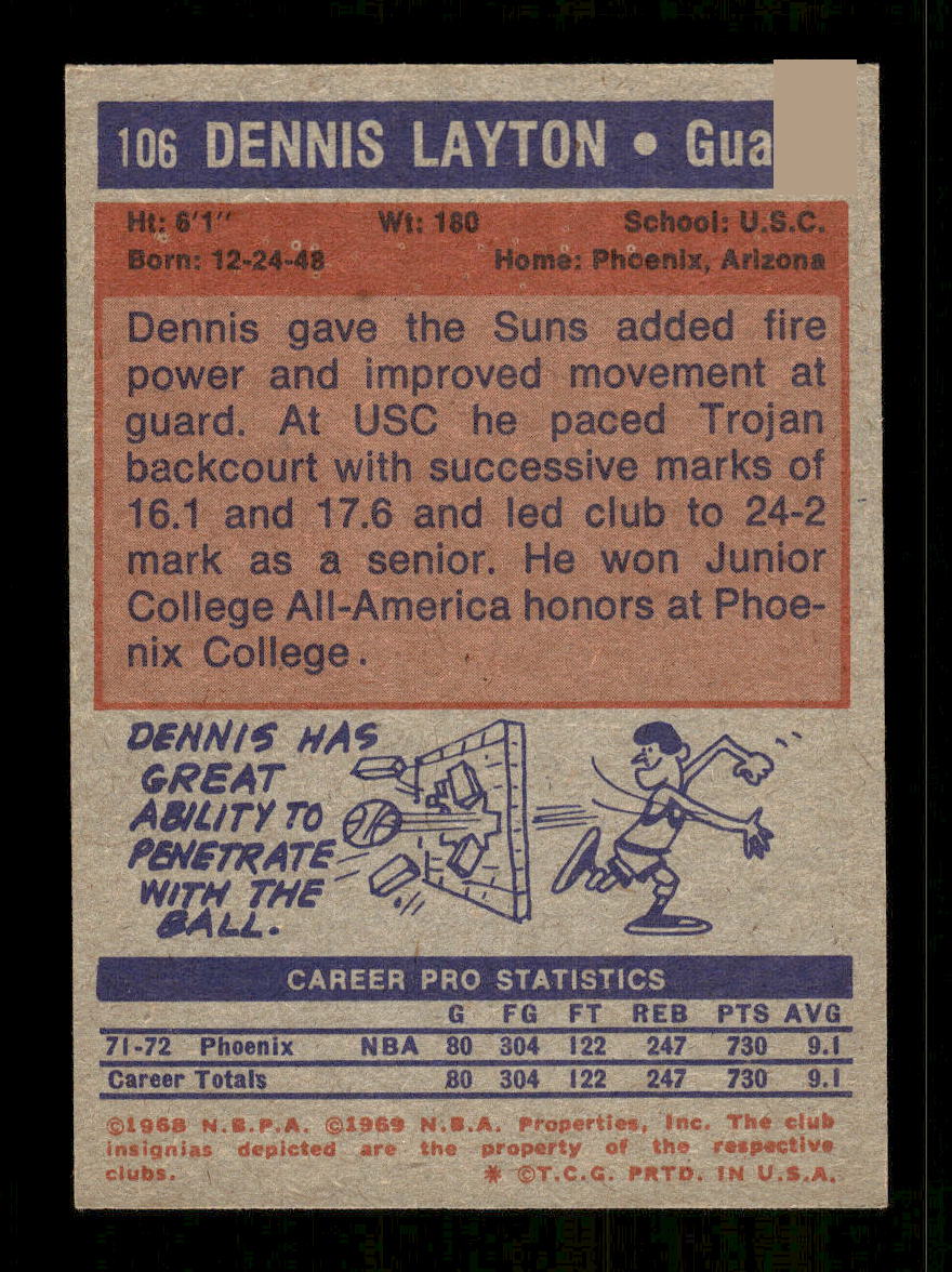 1972-73 Topps #106 Dennis Layton Phoenix Suns EXMT HOF10011417