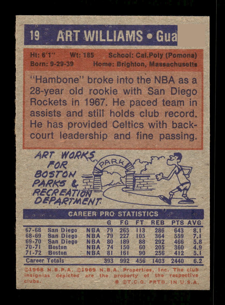 1972-73 Topps #19 Art Williams Boston Celtics EXMT HOF10011424