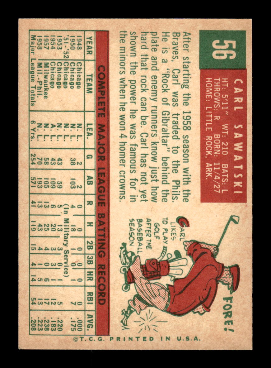 1959 Topps #56 Carl Sawatski Philadelphia Phillies NMT HOF10011479