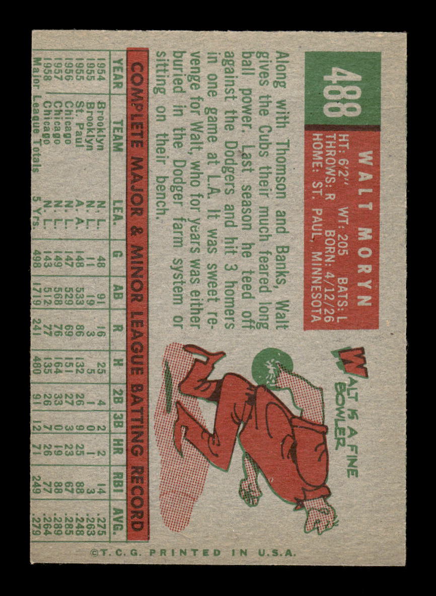 1959 Topps #488 Walt Moryn Chicago Cubs NMT HOF10011492