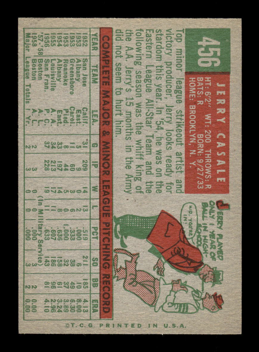 1959 Topps #456 Jerry Casale Boston Red Sox NMT HOF10011497