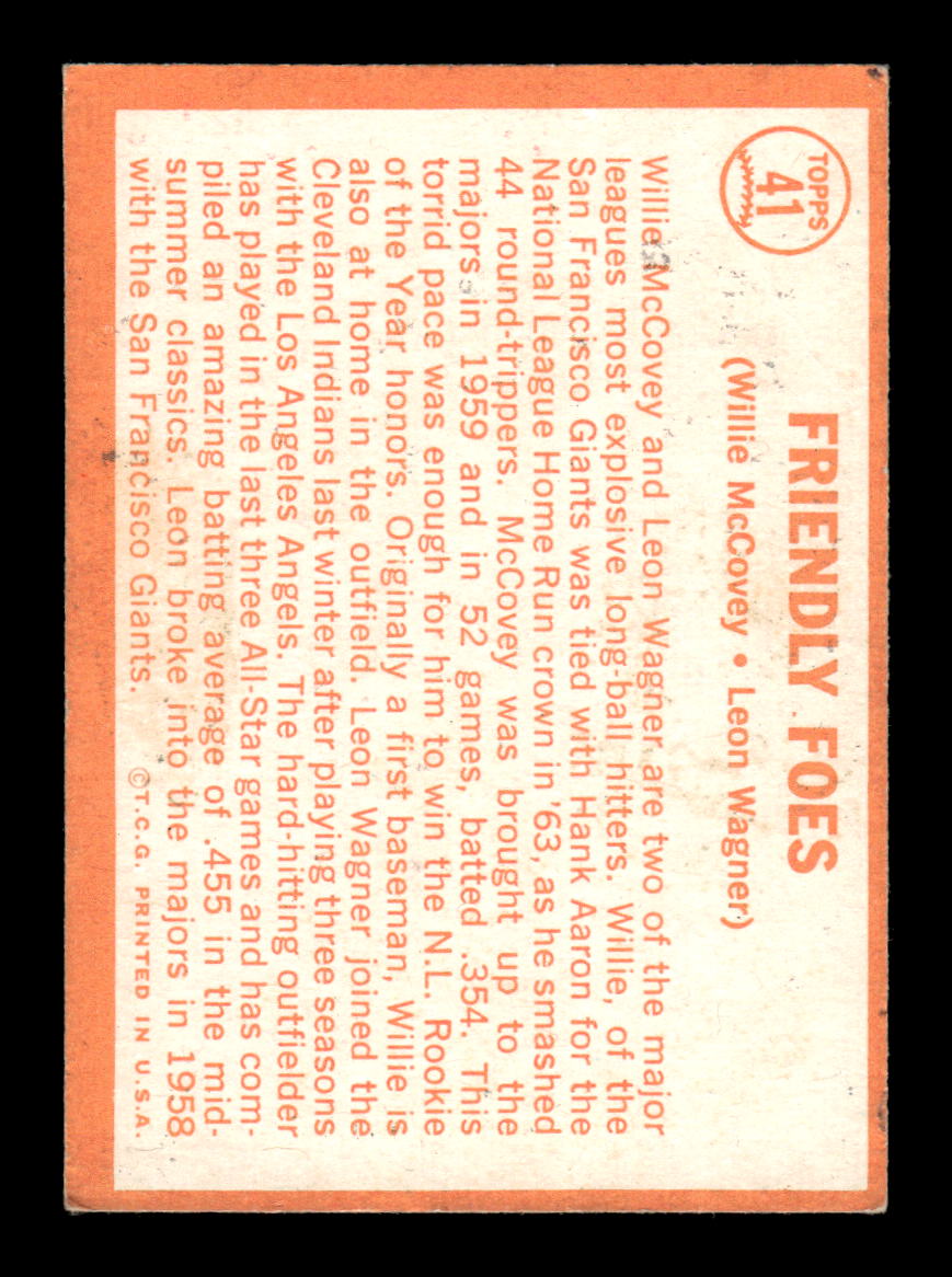 1964 Topps #41 Friendly Foes (Willie McCovey / Leon Wagner) VG HOF10011599
