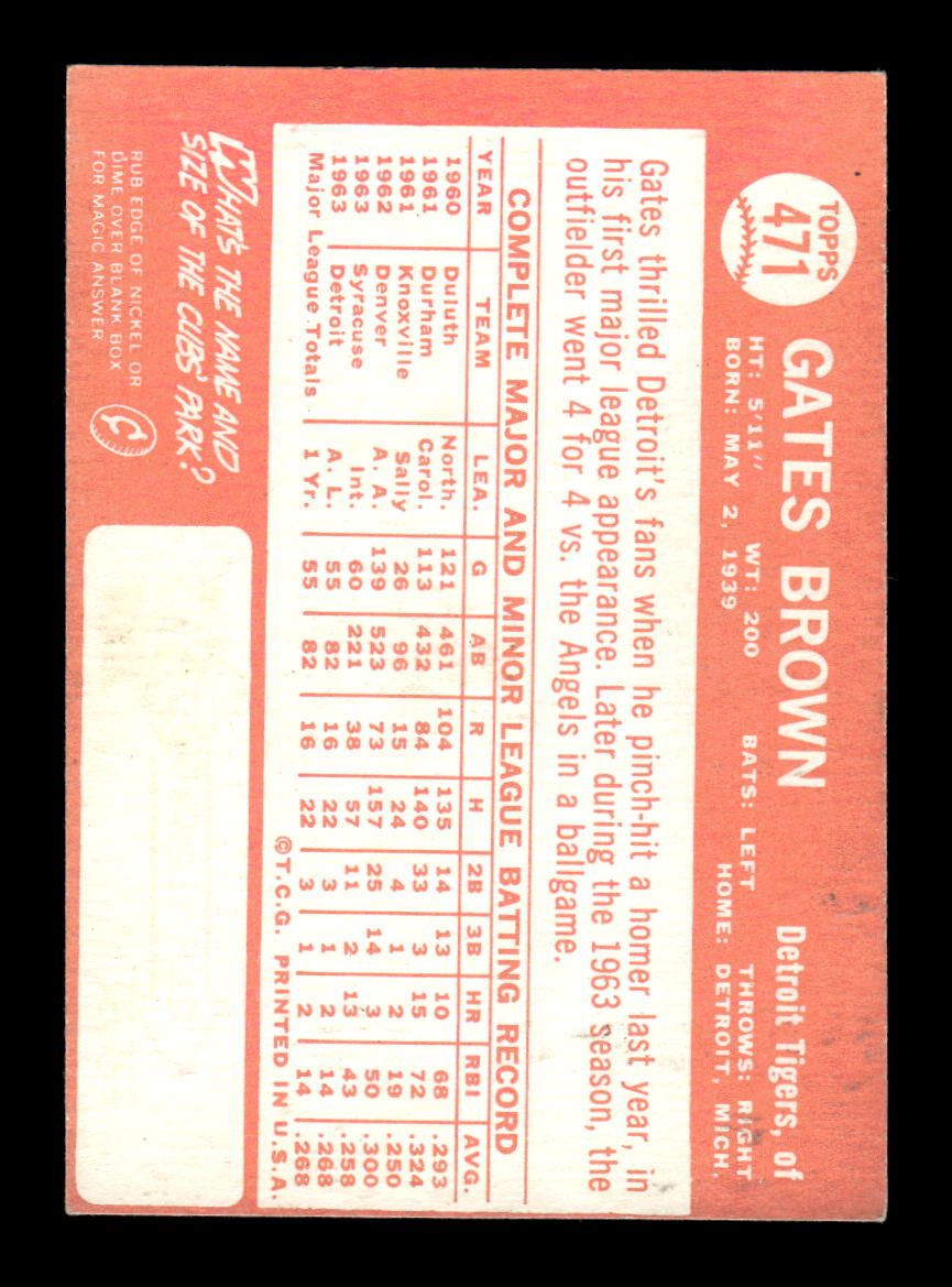 1964 Topps #471 Gates Brown Detroit Tigers G/VG HOF10011613