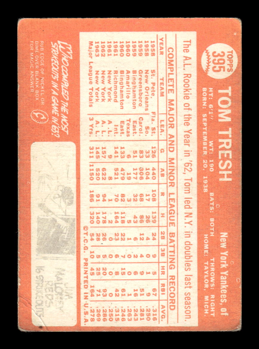 1964 Topps #395 Tom Tresh New York Yankees G/VG HOF10011619