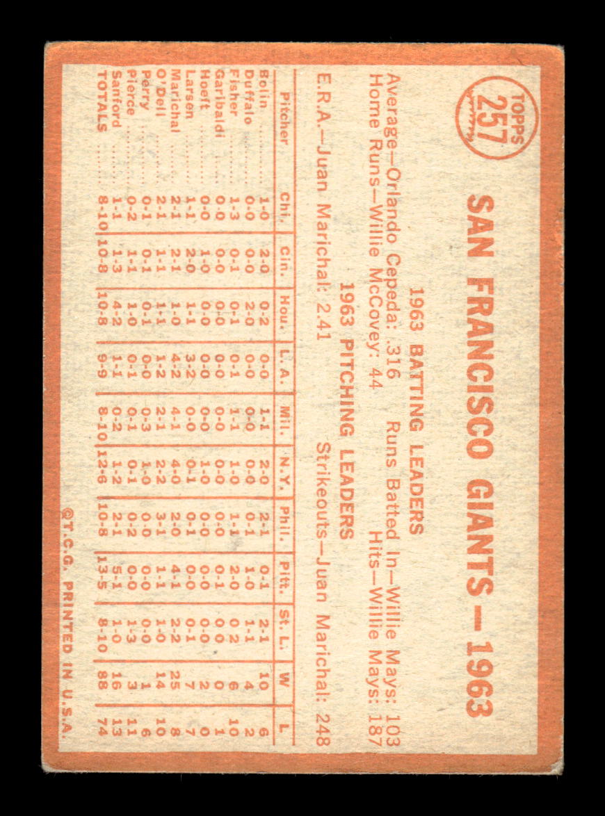 1964 Topps #257 San Francisco Giants San Francisco Giants G/VG HOF10011630