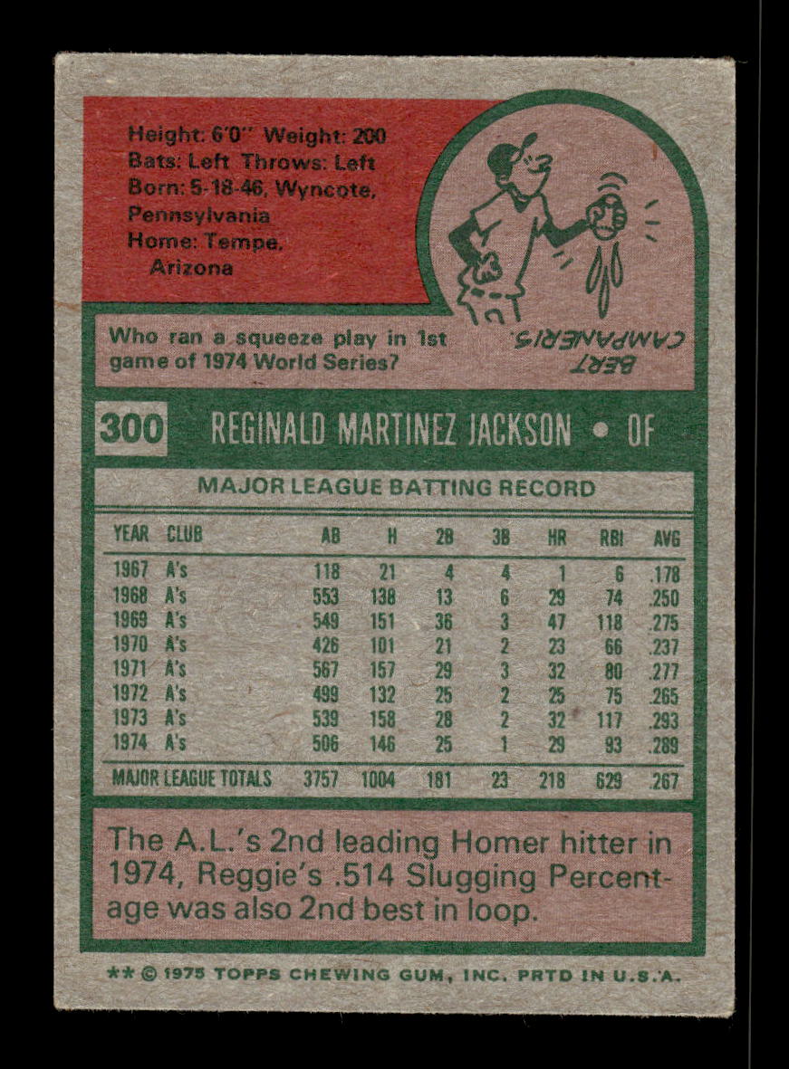 1975 Topps #300 Reggie Jackson Oakland Athletics VGEX 10011871