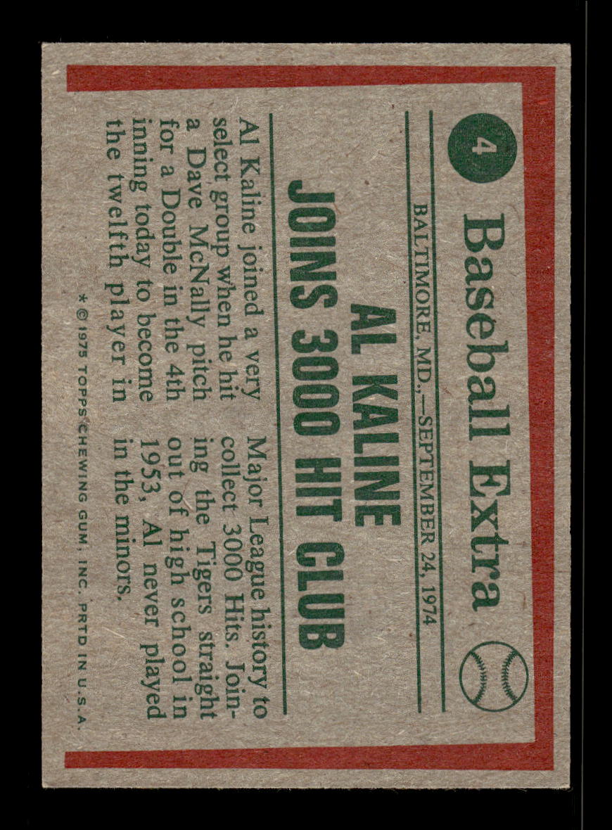 1975 Topps #4 Al Kaline Detroit Tigers VGEX 10011892