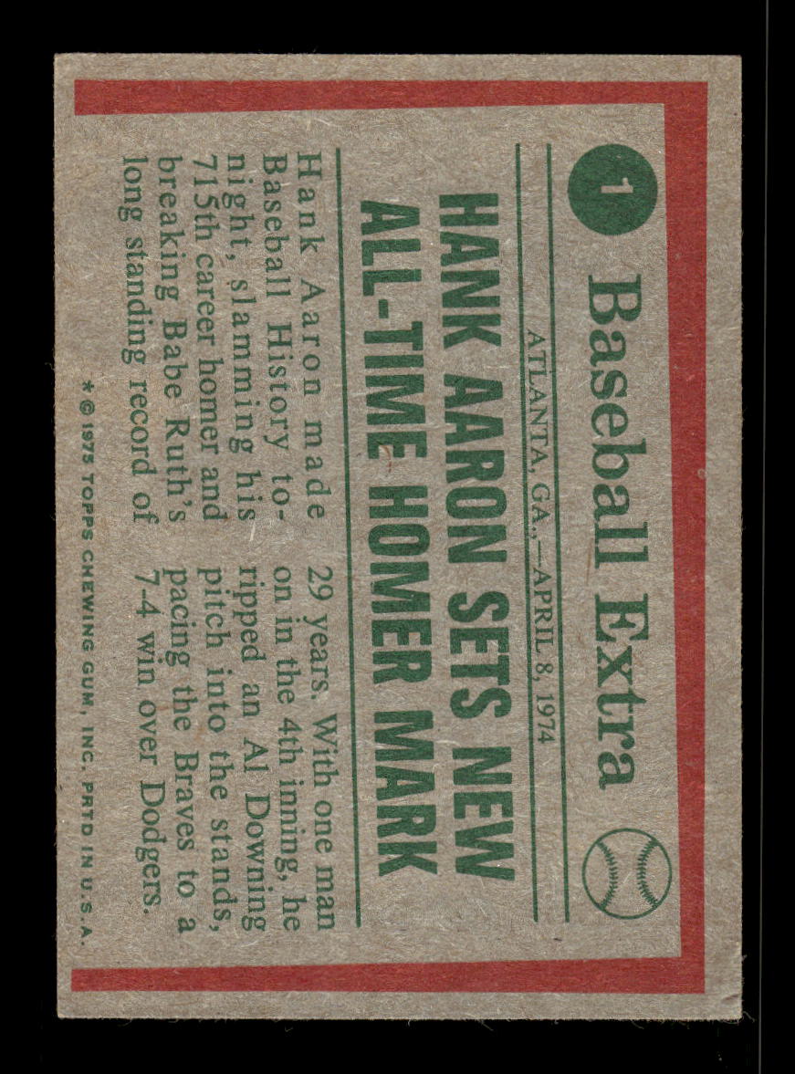 1975 Topps #1 Hank Aaron Atlanta Braves VG 10011894