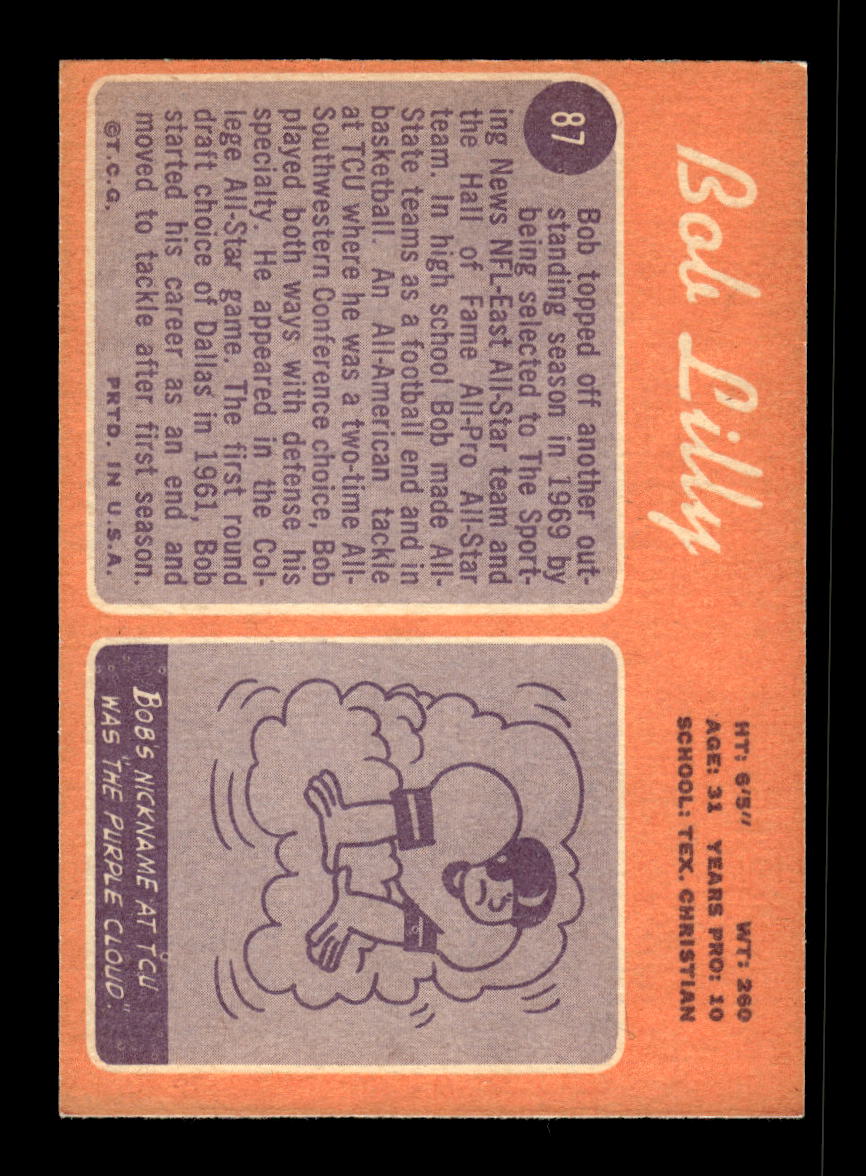 1970 Topps #87 Bob Lilly Dallas Cowboys VGEX 10011938