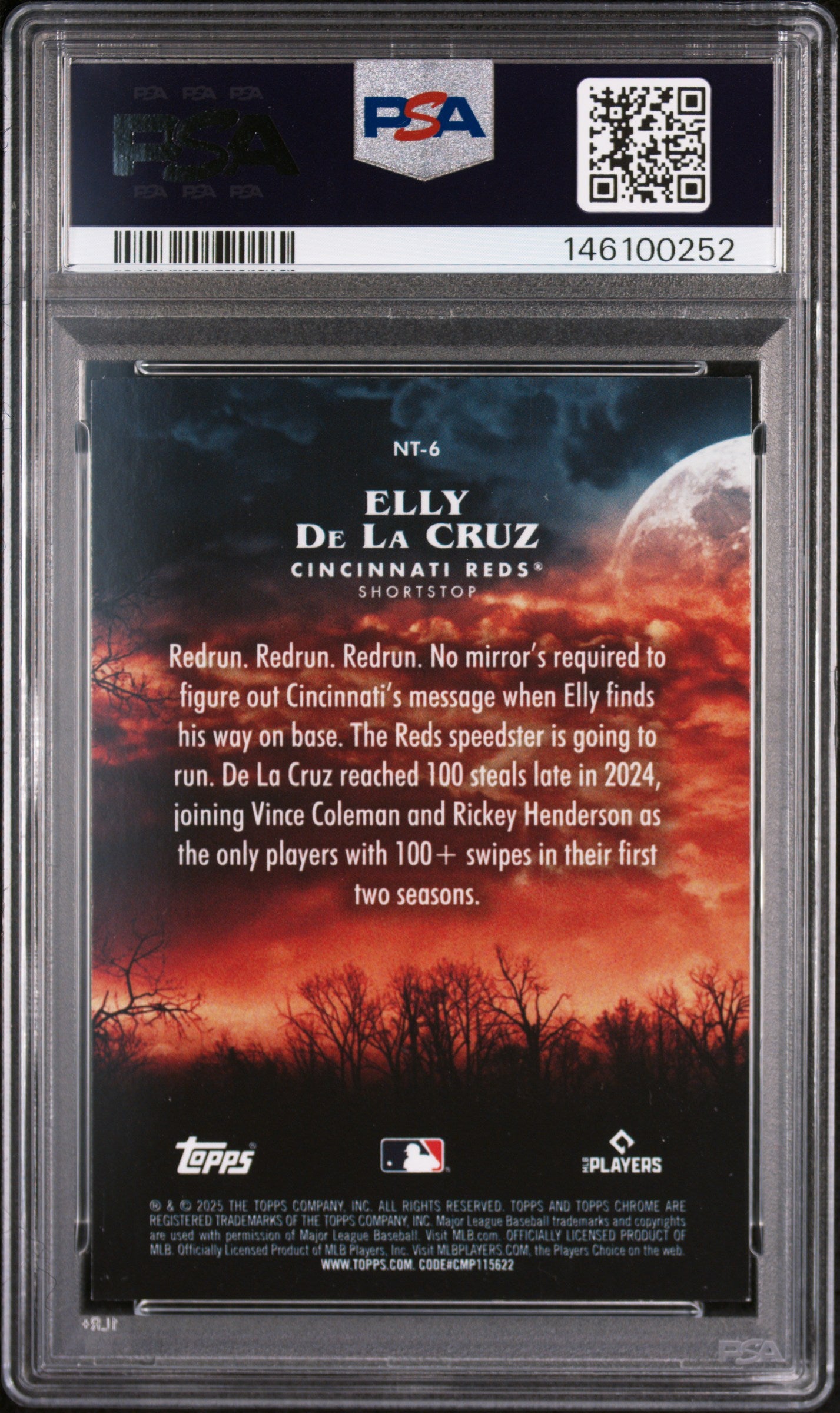 2025 Topps Chrome Update Night Terrors #6 Elly De La Cruz PSA 9 SN 146100252