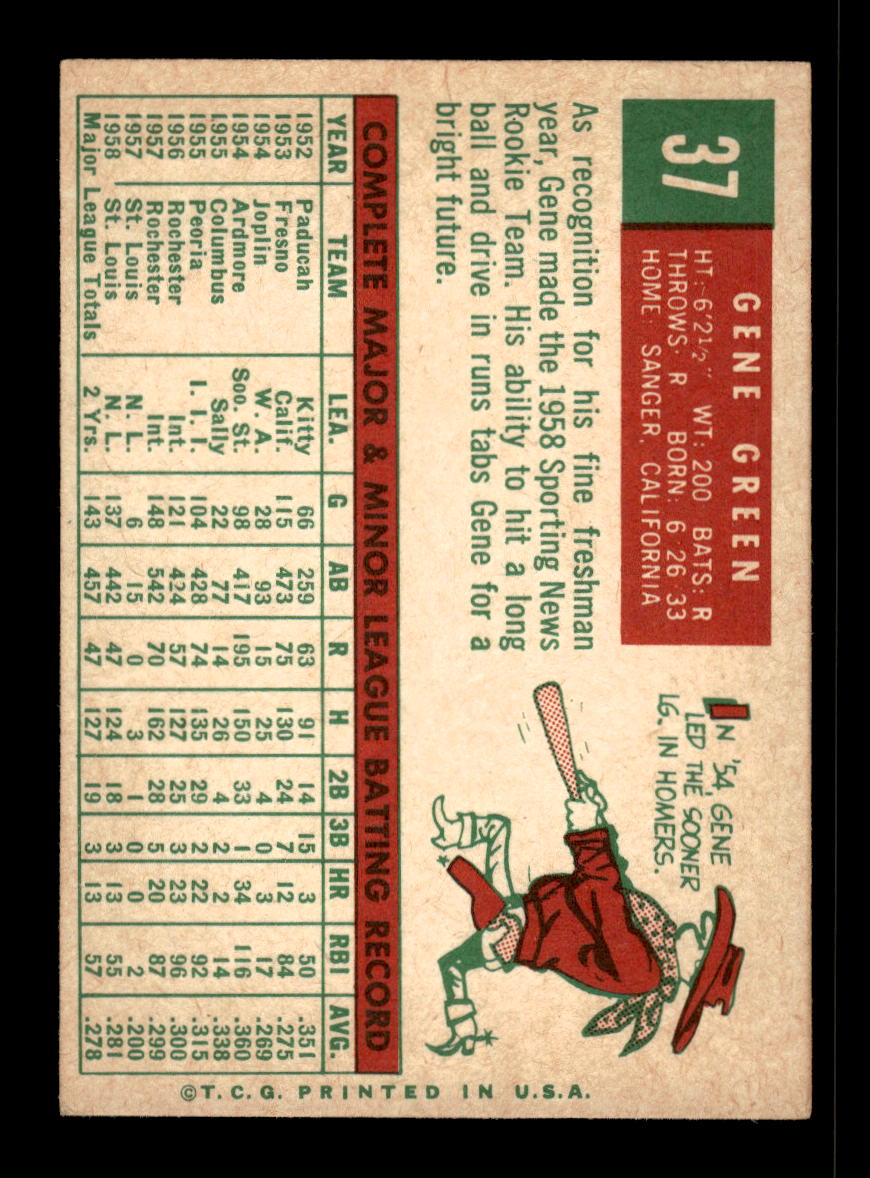 1959 Topps #37 Gene Green St. Louis Cardinals EX 10011993