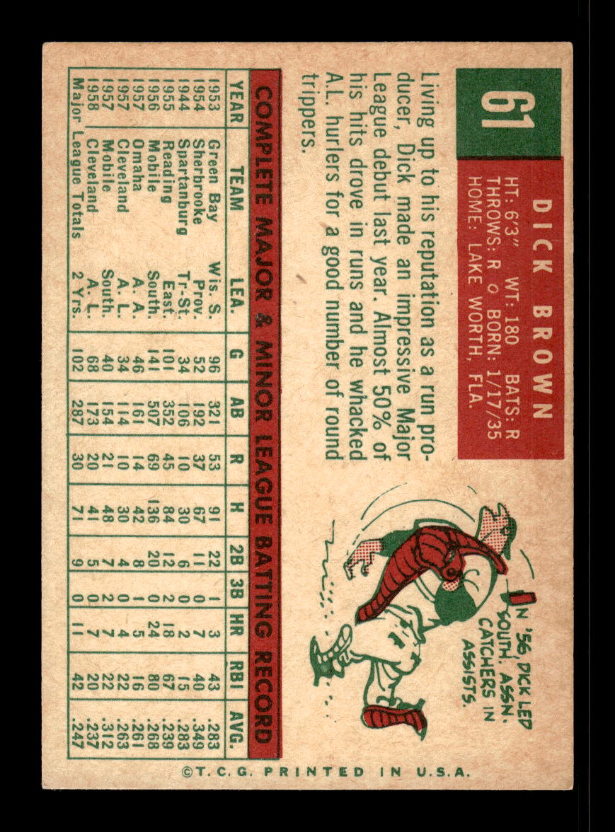 1959 Topps #61 Dick Brown Cleveland Indians EX 10012003