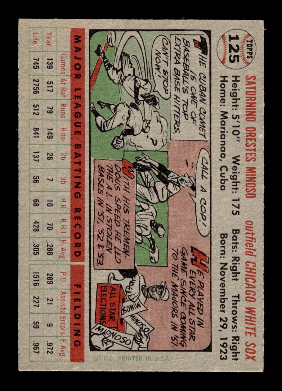 1956 Topps #125 Minnie Minoso Chicago White Sox NMT 10012771