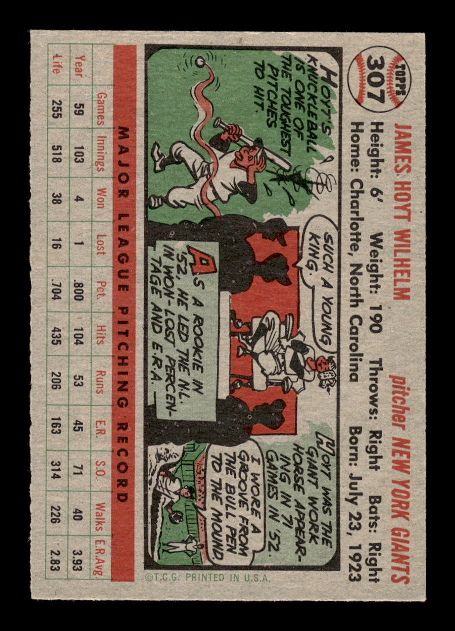 1956 Topps #307 Hoyt Wilhelm New York Giants NMT 10012777