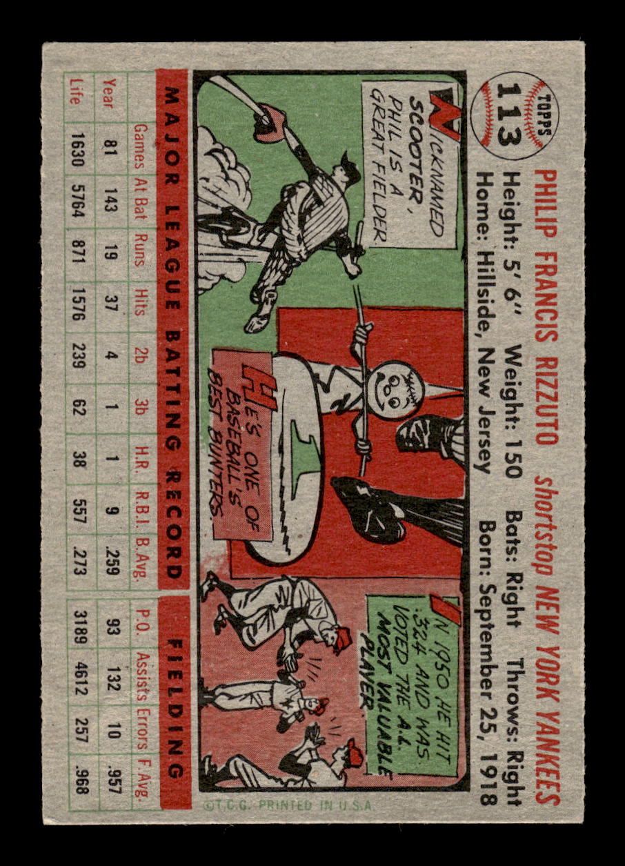 1956 Topps #113 Phil Rizzuto New York Yankees NMT 10012778