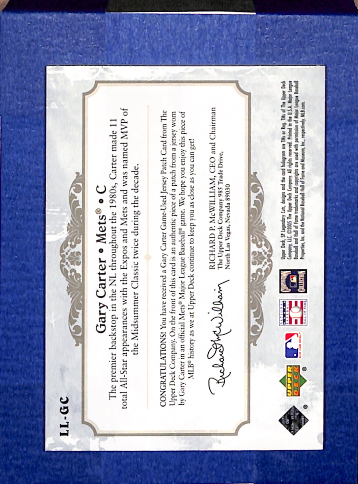 2005 SP Legendary Cuts #LL-GC Gary Carter #D 40/50 EXMT 10012783
