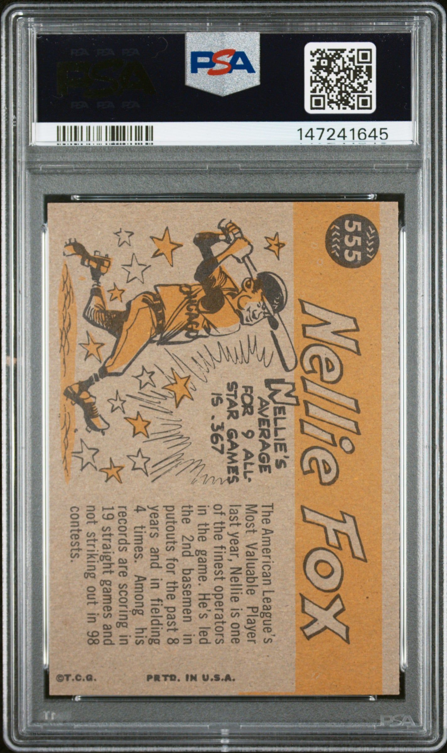 1960 Topps #555 Nellie Fox All Star PSA 6 SN 147241645