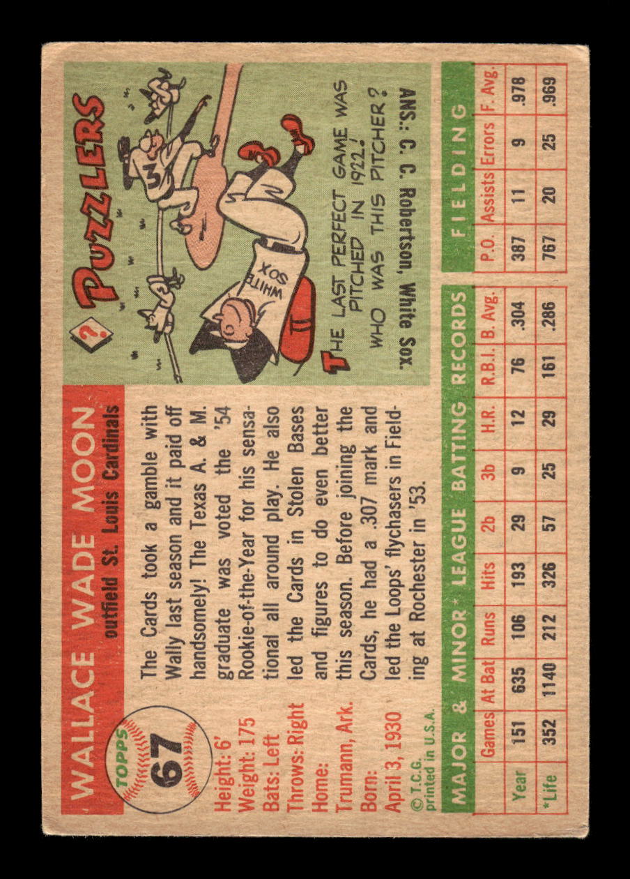 1955 Topps #67a Wally Moon St. Louis Cardinals EX 10012851