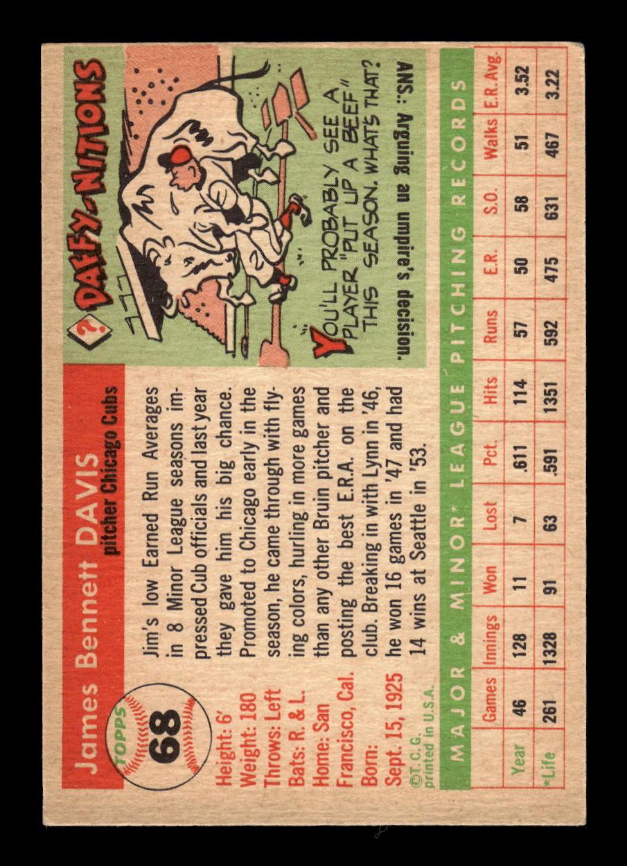 1955 Topps #68 Jim Davis Chicago Cubs EX 10012852