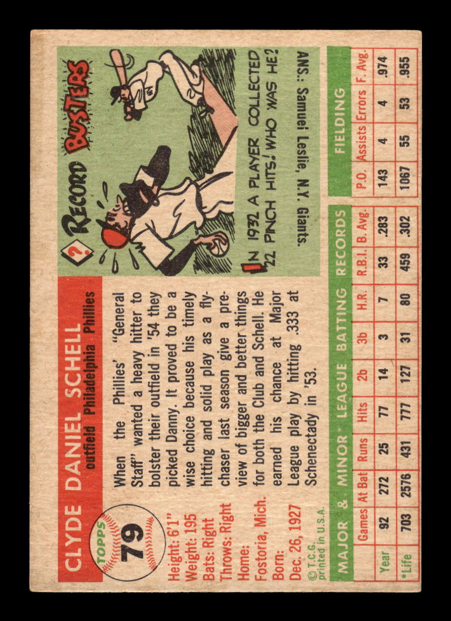 1955 Topps #79 Danny Schell Philadelphia Phillies EX 10012857