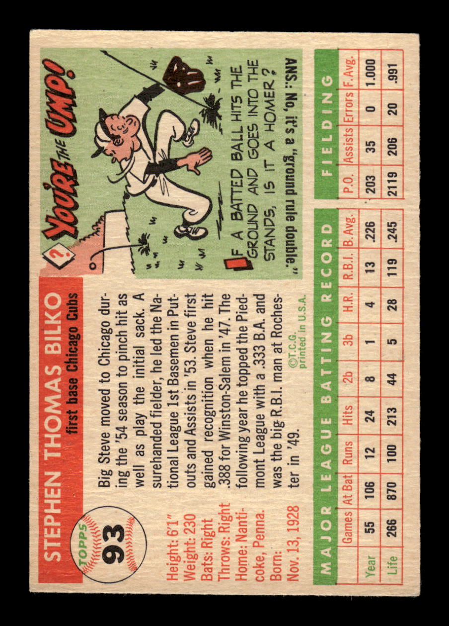 1955 Topps #93 Steve Bilko Chicago Cubs EX 10012862