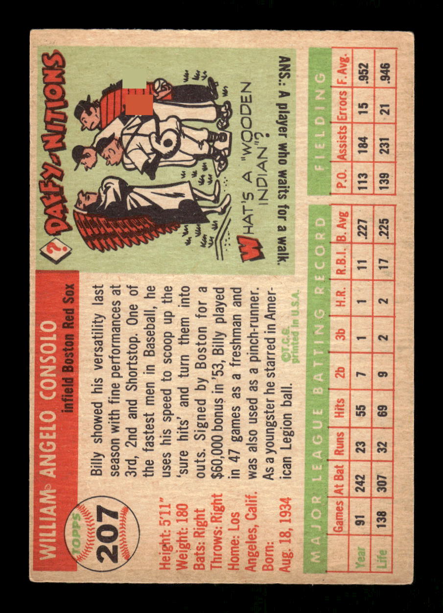 1955 Topps #207 Bill Consolo Boston Red Sox EX 10012904