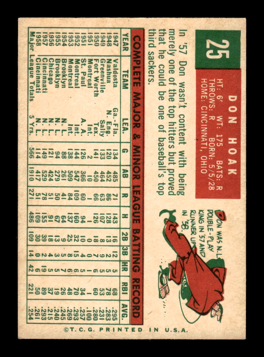 1959 Topps #25 Don Hoak Cincinnati Redlegs EXMT 10012918