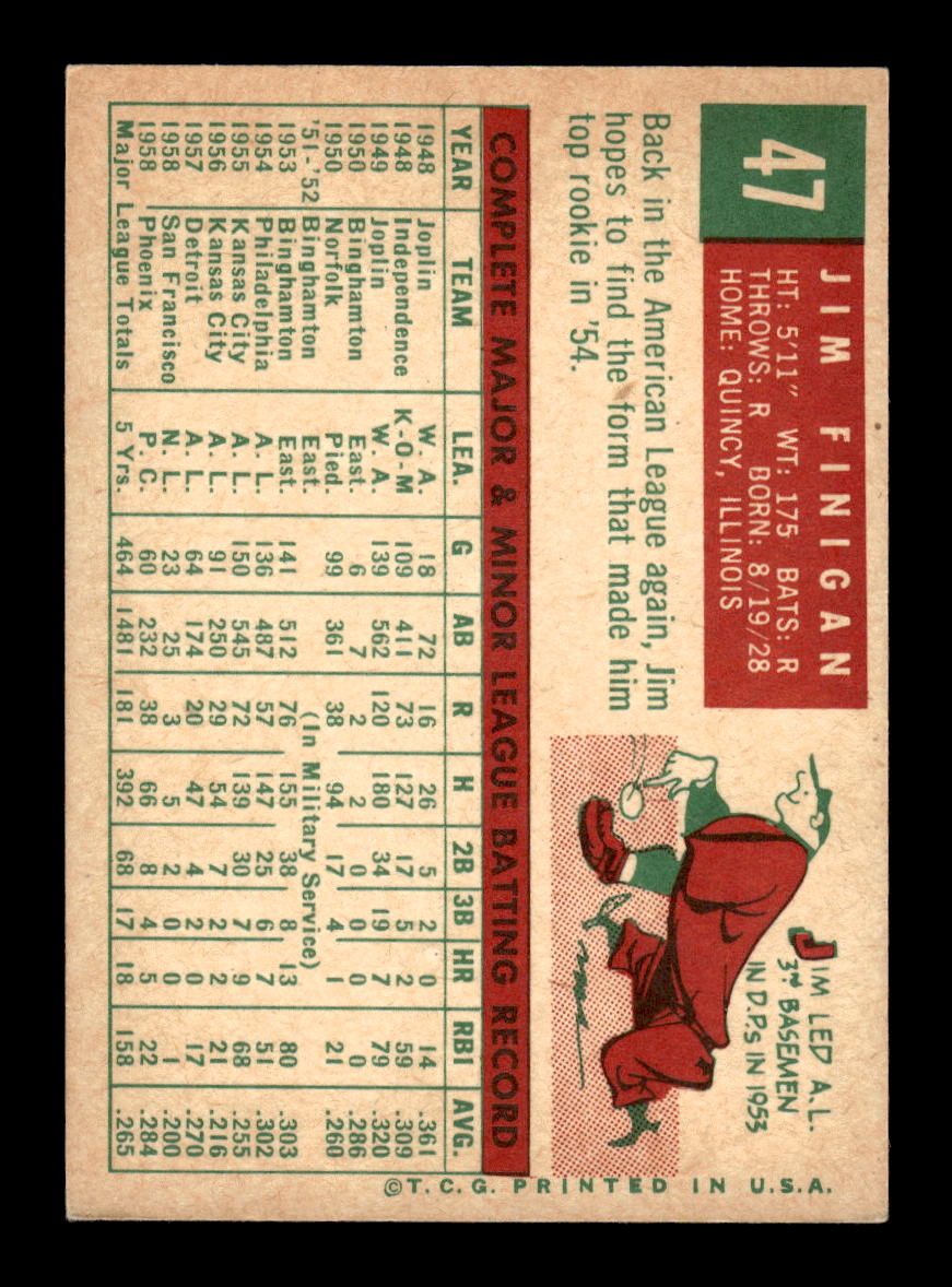 1959 Topps #47 Jim Finigan Baltimore Orioles EXMT 10012925