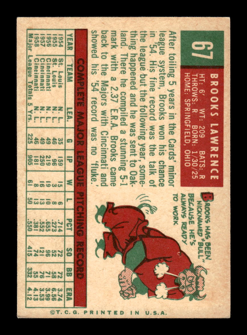 1959 Topps #67 Brooks Lawrence Cincinnati Redlegs EXMT 10012934
