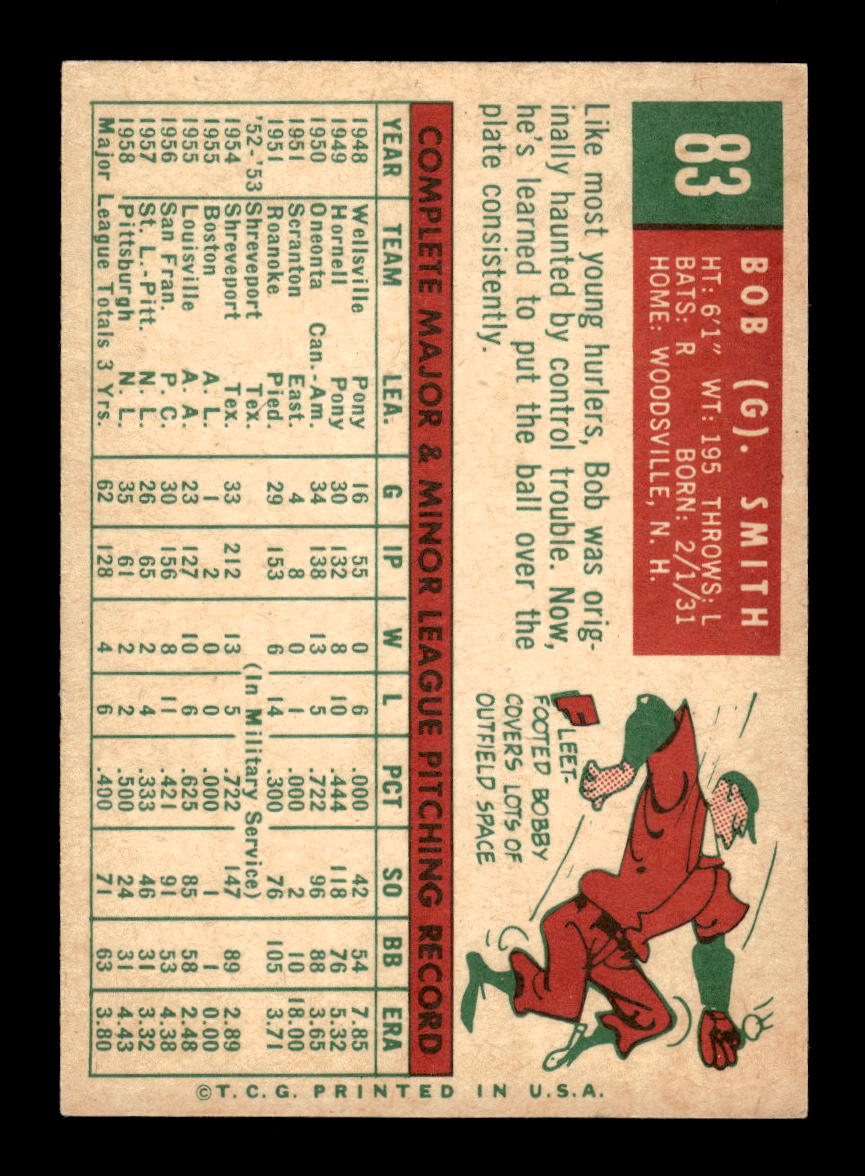 1959 Topps #83 Bob Smith Pittsburgh Pirates EXMT 10012938