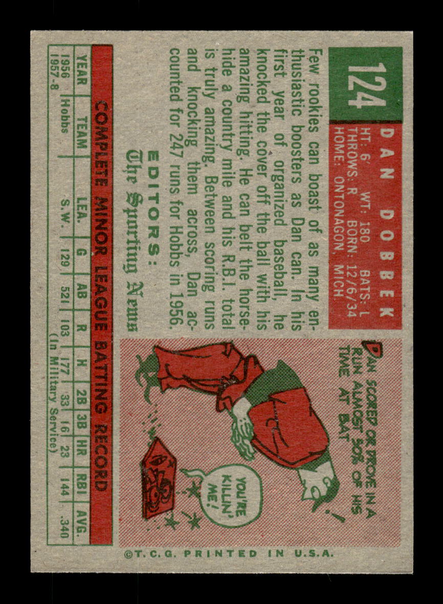 1959 Topps #124 Dan Dobbek Washington Senators EXMT 10012954